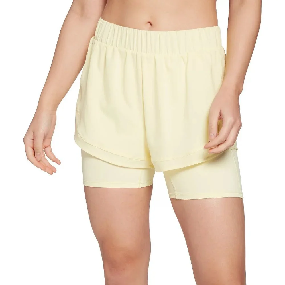NWOT CALIA by Carrie Underwood Women's 2-In-1 Ruched Running Shorts
